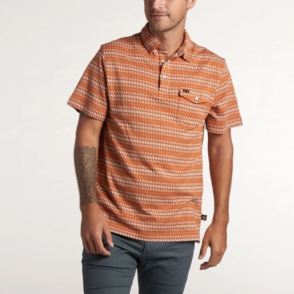 Howler Brothers Ranchero Jacquard Polo Orange Size L 100% cotton